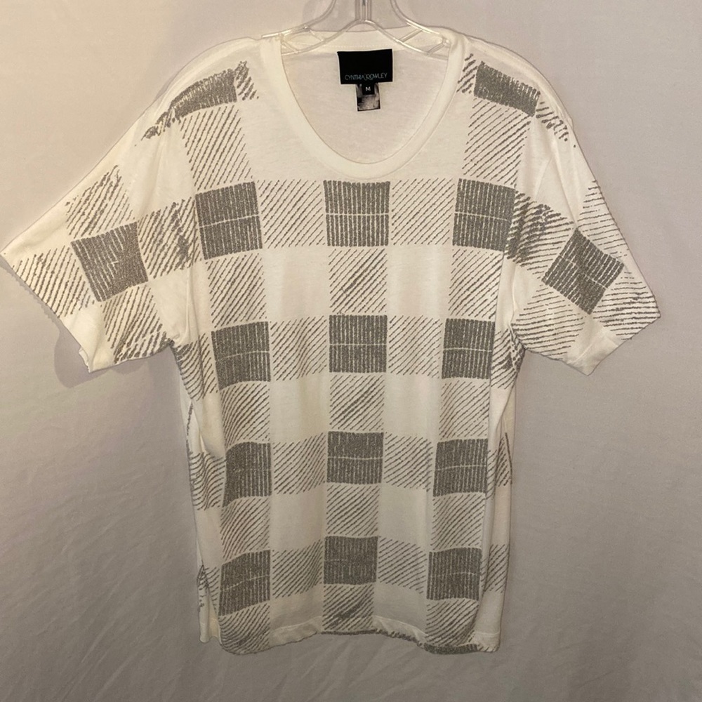 Cynthia Rowley T-Shirt Knit White Silver Medium